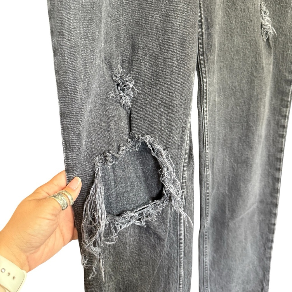Abercrombie & Fitch Black Dad Jean/ Straight Leg Distressed - Picture 4 of 7